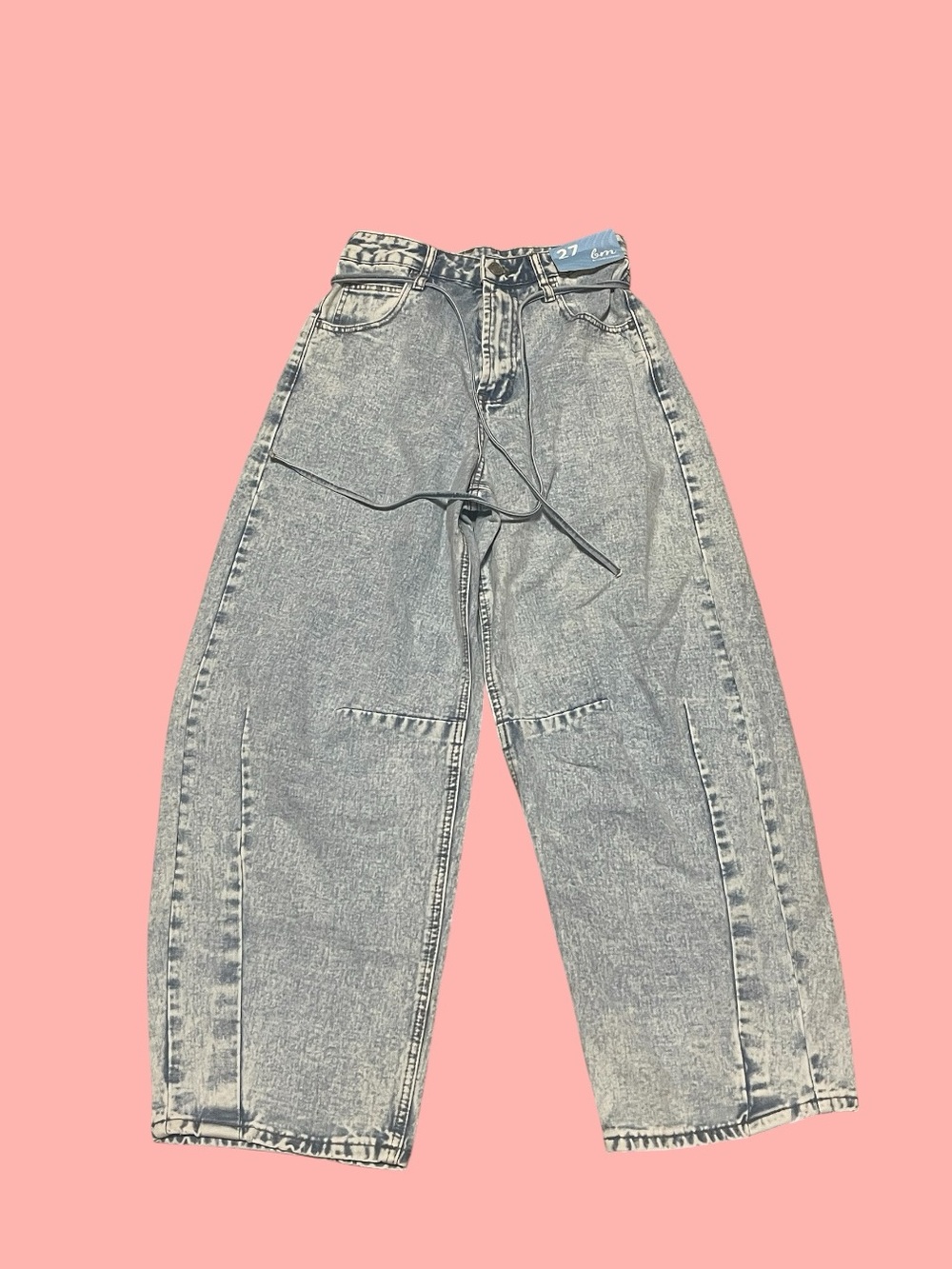 Washed light blue High-Waist barrel jeans